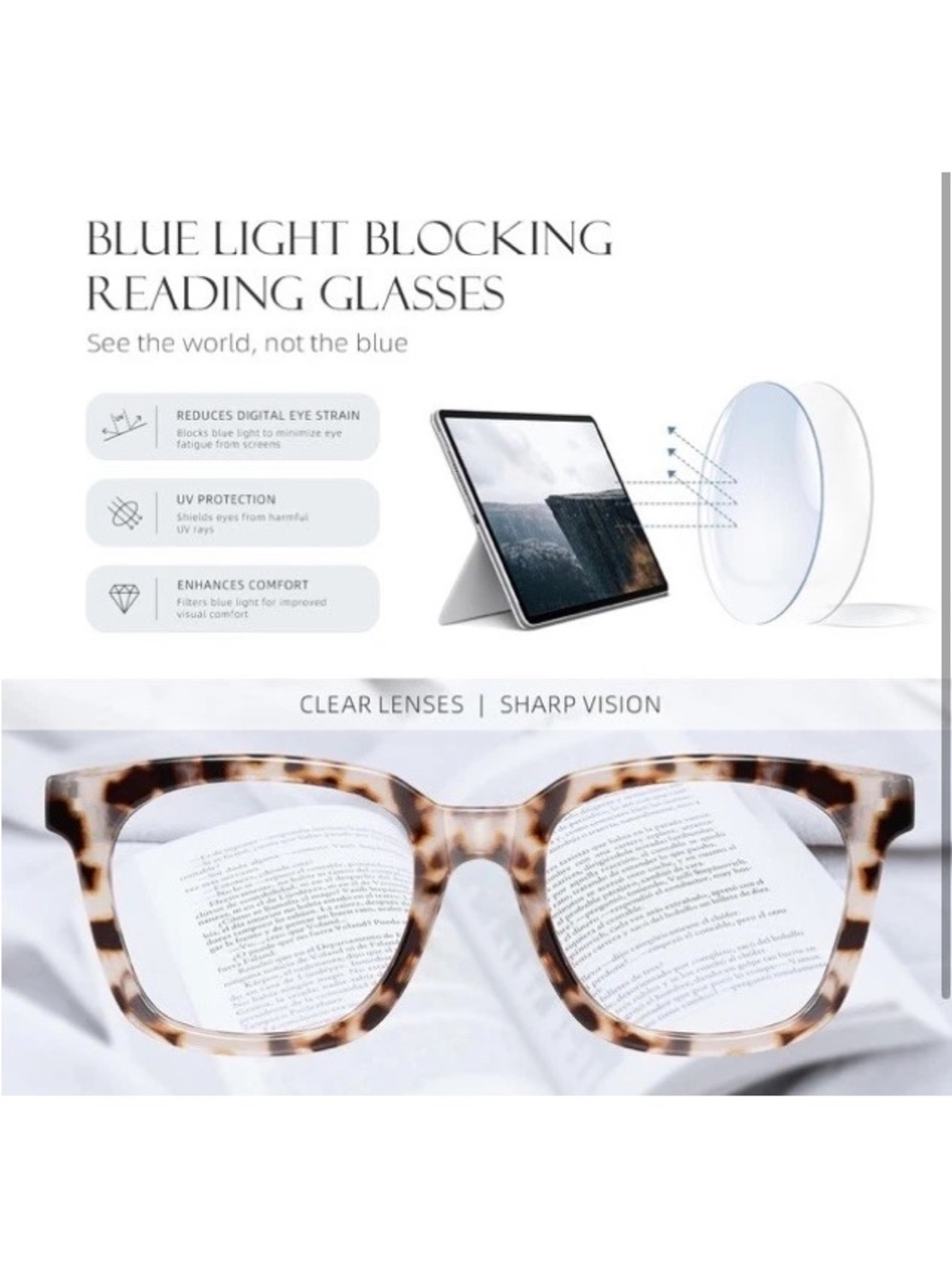 Oversized Leopard Women’s Reading Glasses Large Blue Light Computer Readers 2.25 - Picture 7 of 12